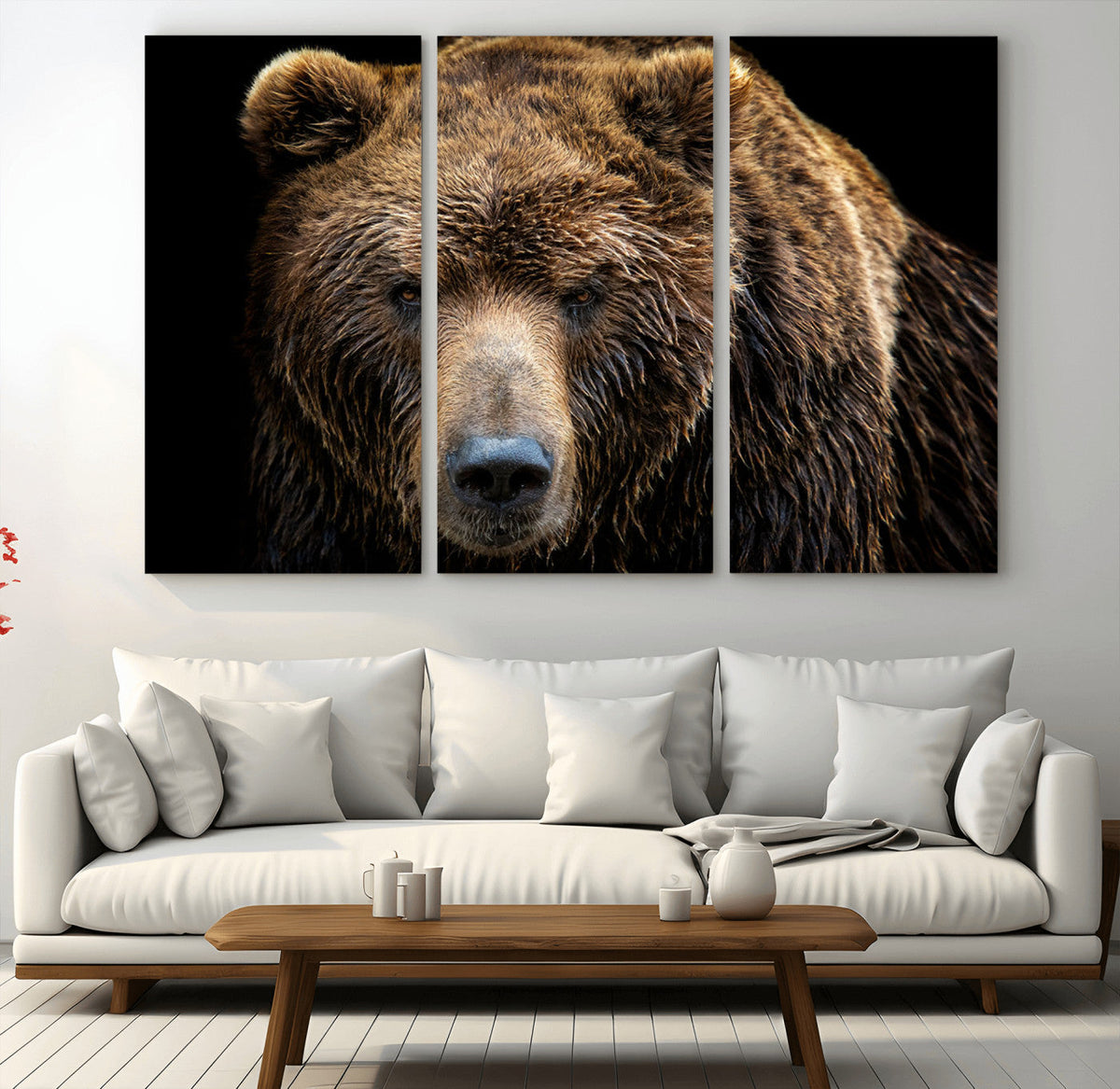 Grizzly Brown Bear Canvas Wall Art, Wildlife Animal Canvas