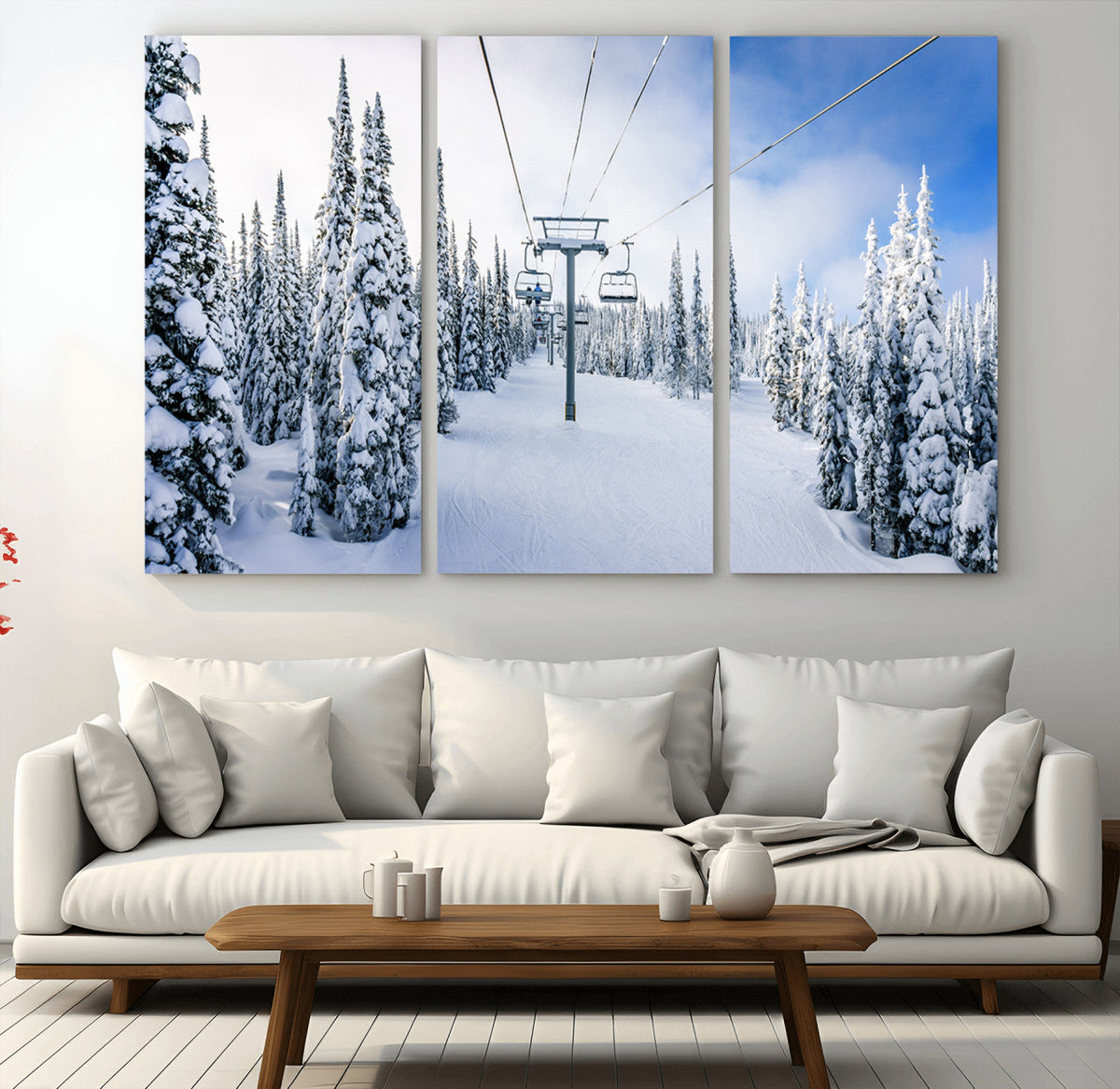 Winter Ski Lift Wall Art Print - Landscape Wall Art | Snowy