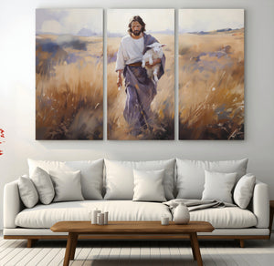 Jesus the Good Shepherd Wall Art Canvas Print - Lost Lamb