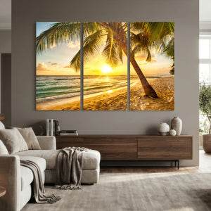 Beach Sunset Canvas Wall Art Print - Tropical Beach Canvas
