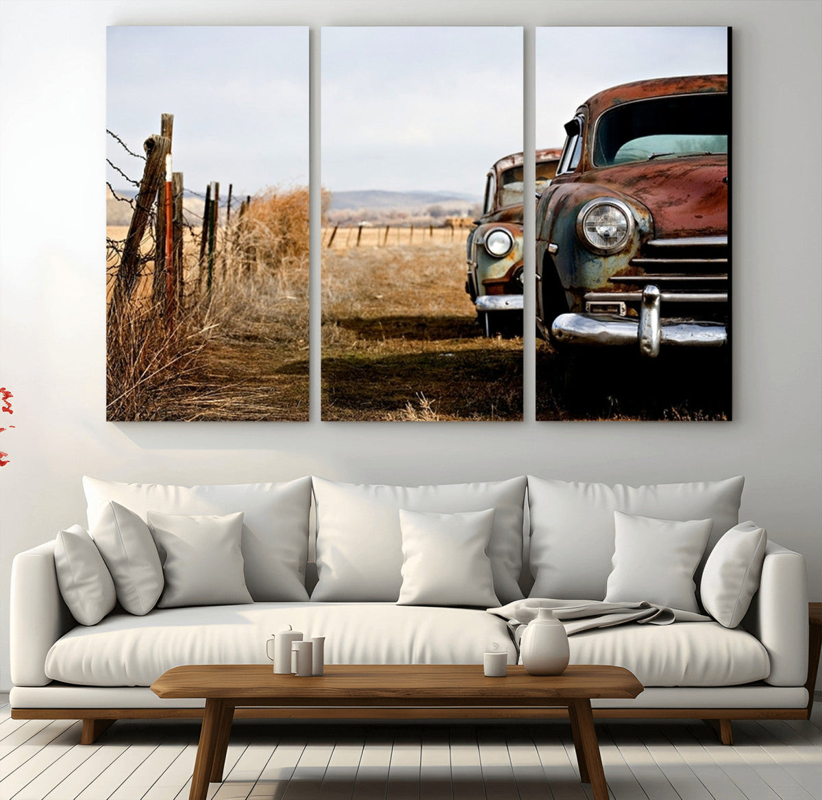 Old Rustic Classic Car Wall Art Canvas Print