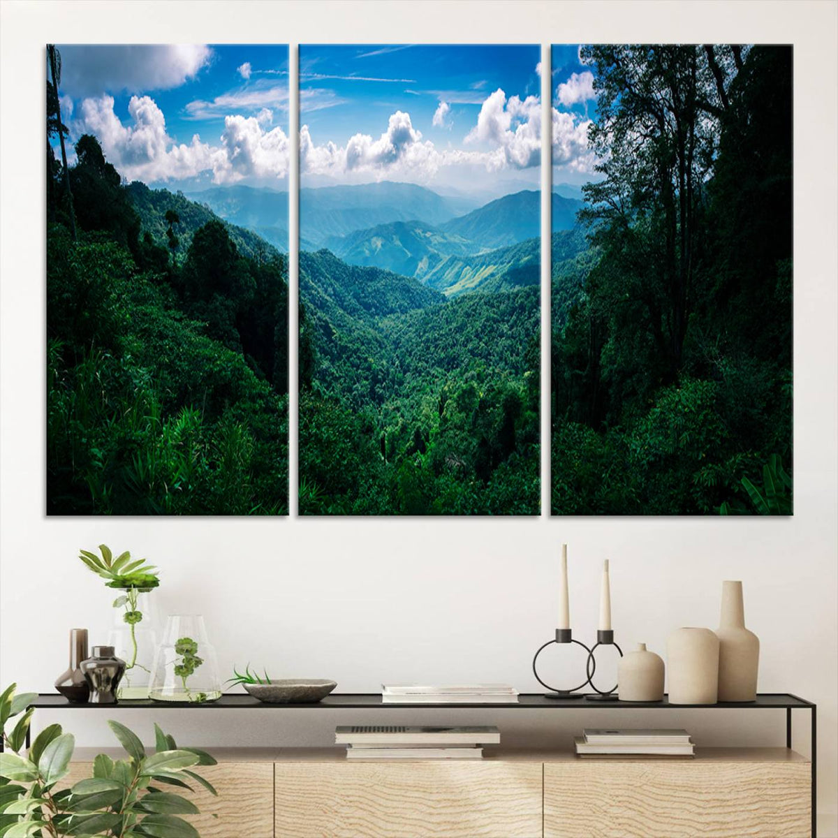 Tropical Jungle Wall Art Canvas Print – Framed Lush Valley