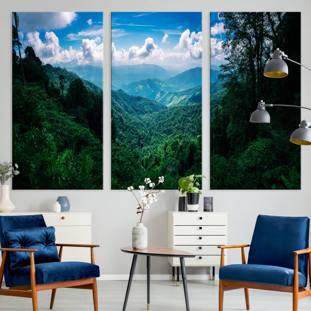 Tropical Jungle Wall Art Canvas Print – Framed Lush Valley
