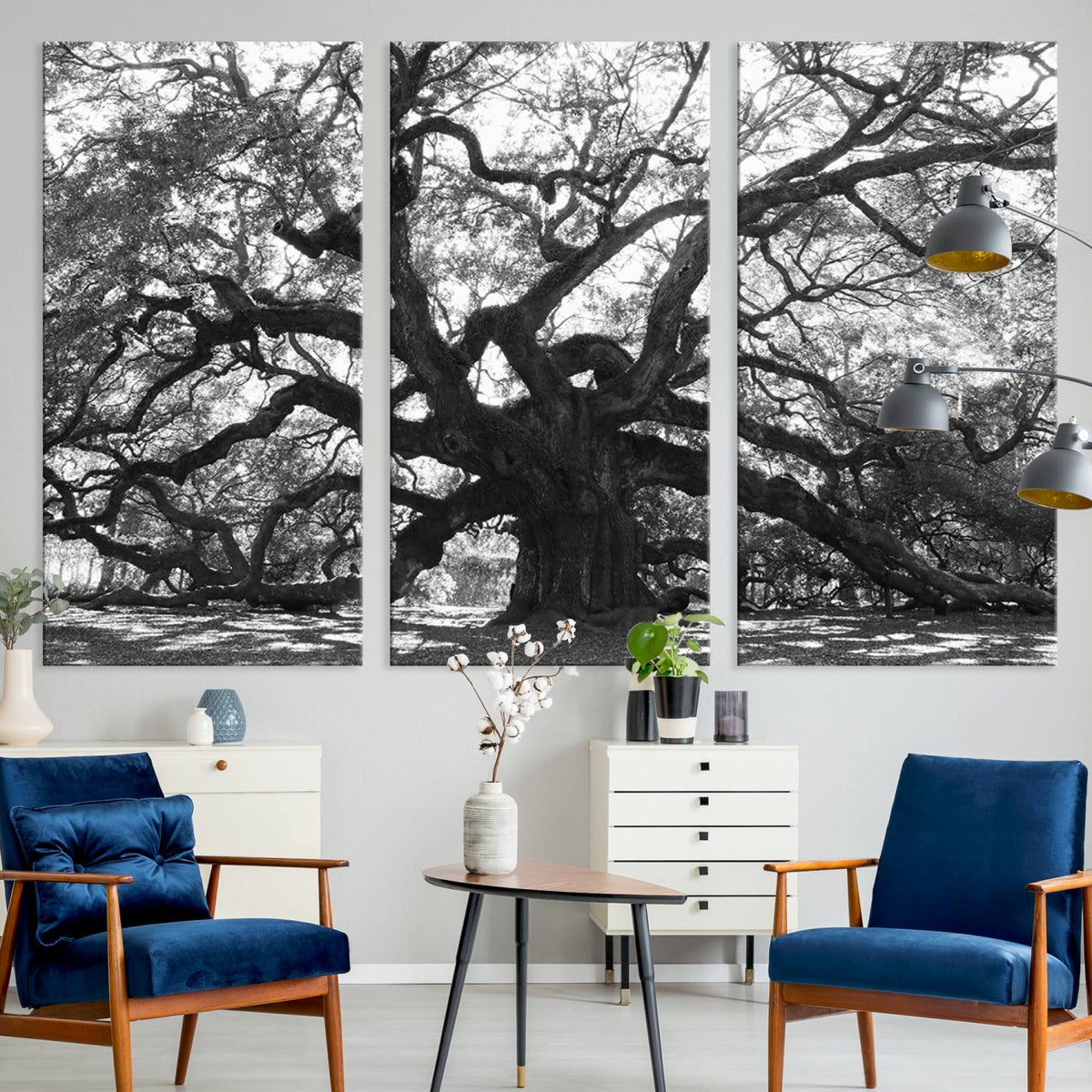 Ancient Oak Wall Art Canvas Print, Majestic Twisted Branches