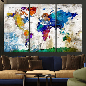 World Map Canvas Print – Framed Travel Map Wall Art for
