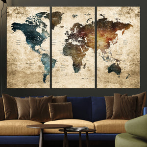 World Map Canvas Print – Detailed Map of the World Wall Art