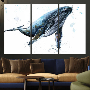 Watercolor Whale Wall Art Canvas Print