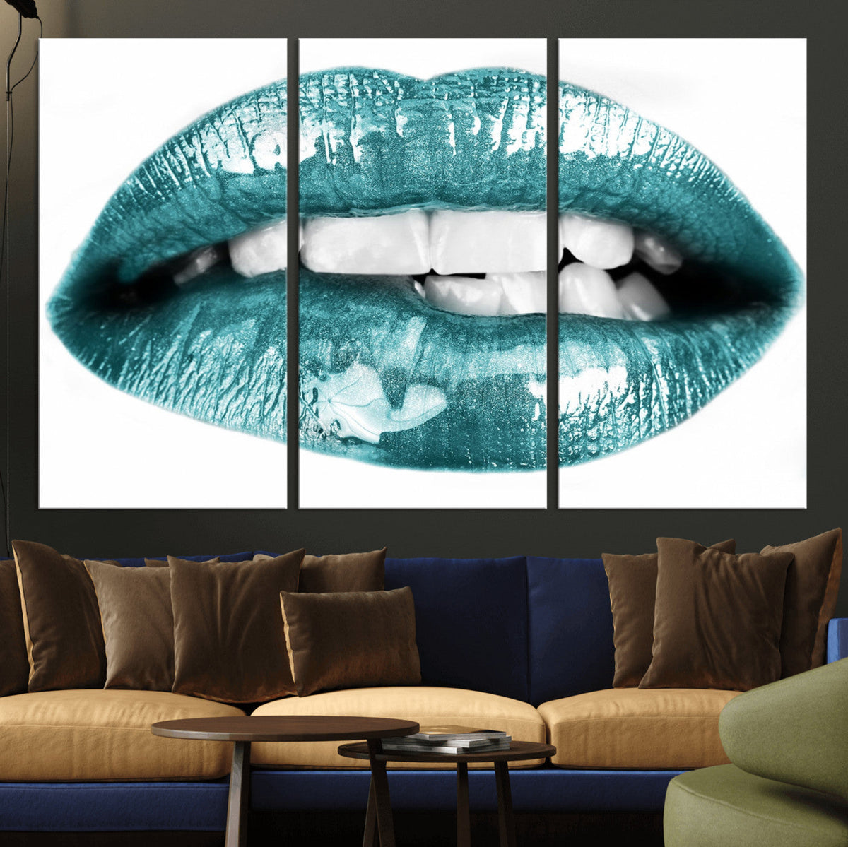 Blue Lips Wall Art Canvas Print