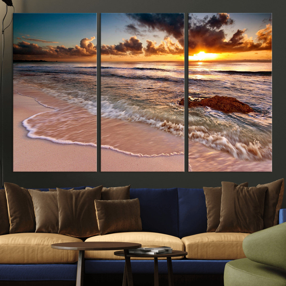 Sunset on Ocean Wall Art Canvas Print