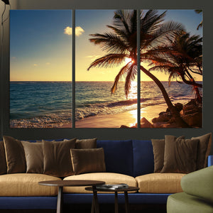 Sunset Palm Trees Wall Art Canvas Print