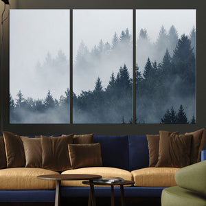 Foggy Pine Forest Wall Art Canvas Print
