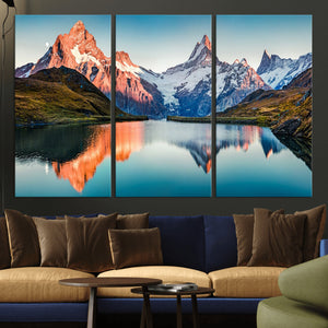 Landscape Mountain and Lake View Wall Art Canvas Print