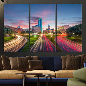 Dallas City Lights Large Wall Art Dallas Cityscape Canvas