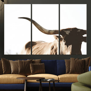 Texas Longhorn Wall Art Canvas Print | 3-Panel Large