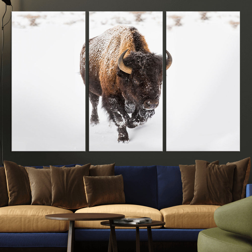 Bison Winter Wall Art Canvas Print For Farmhouse Decor