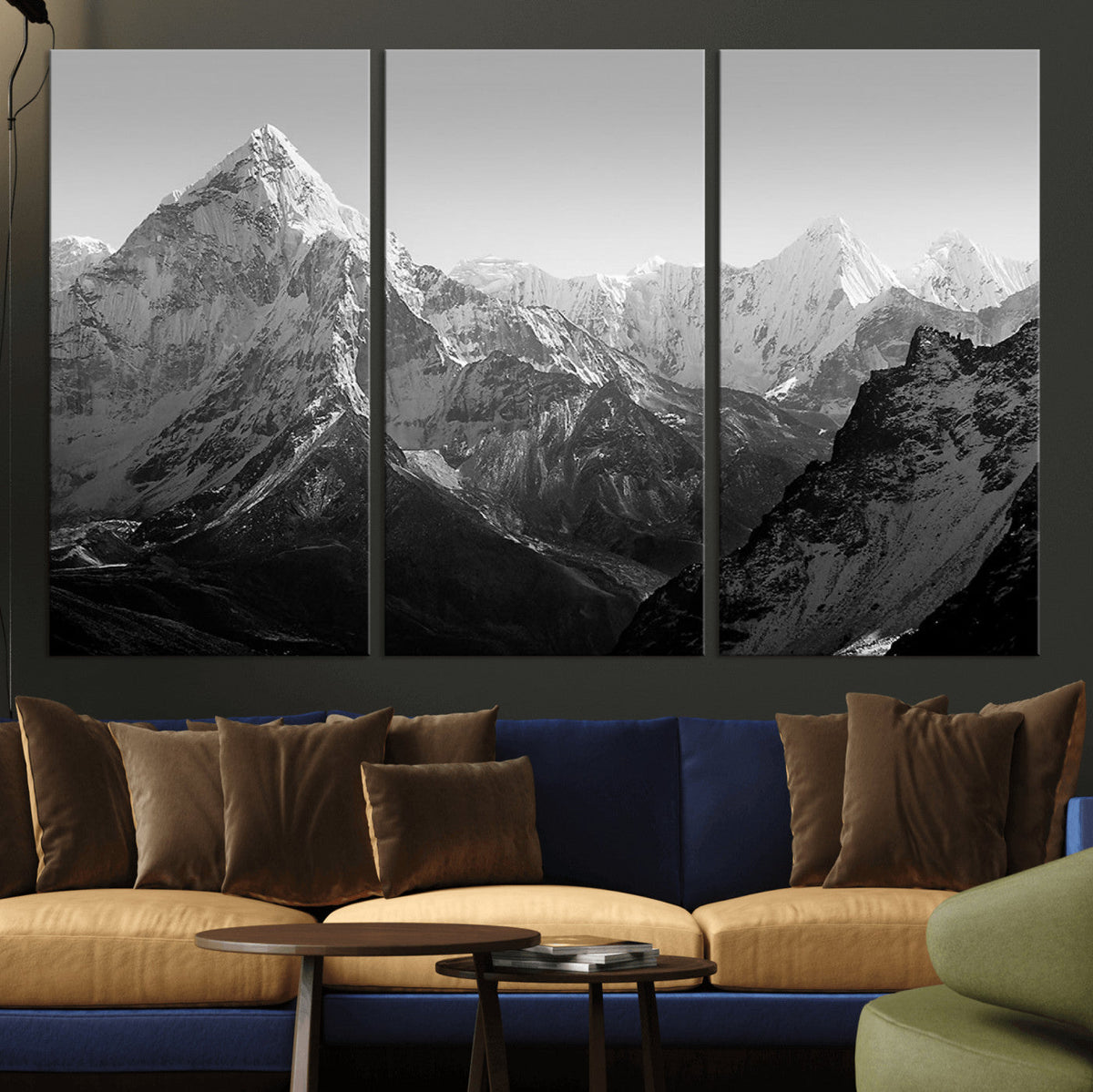 Everest Himalaya Mountain Peaks Black & White Triptych