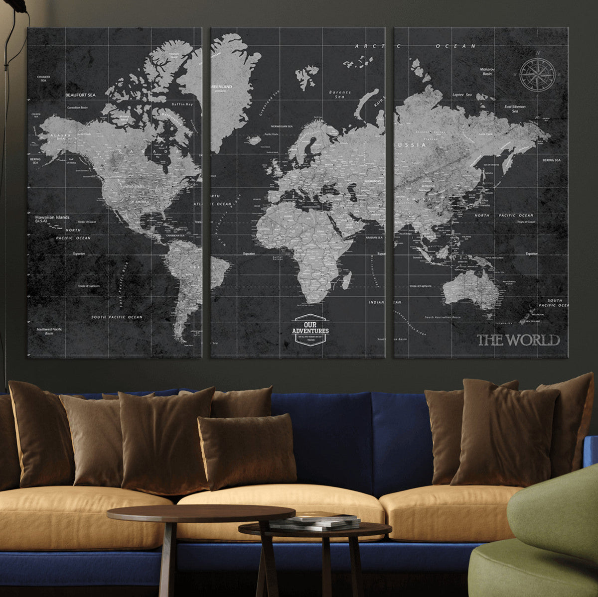 World Map Canvas Print – Detailed Map of the World Wall Art