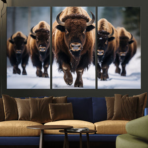 Buffalo Wall Art Canvas Print, American Bison Herd Wall Art