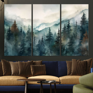 Serenity Forest Wall Art Canvas | Foggy Mountain Landscape