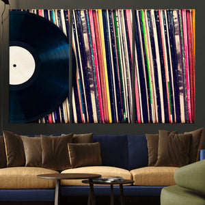 Vinyl Record and Album Collection Canvas Wall Art - Retro