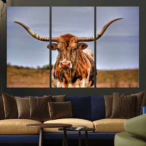 Texas Longhorn Wall Art Print, Framed Longhorn Cow Wall Art