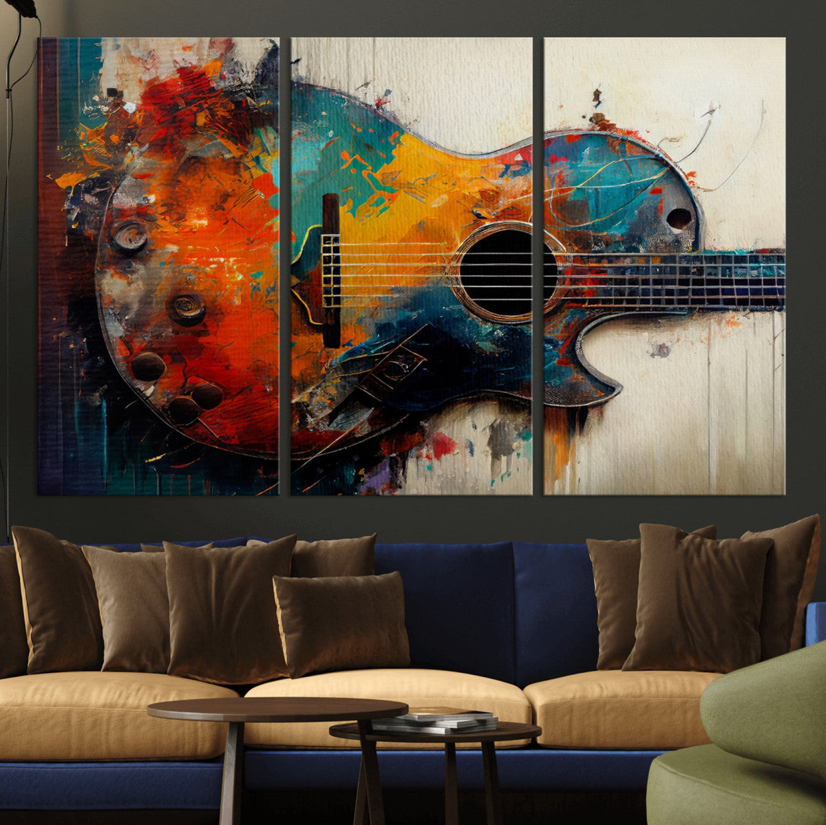 Abstract Guitar Wall Art Canvas | Vibrant Music-Inspired Art