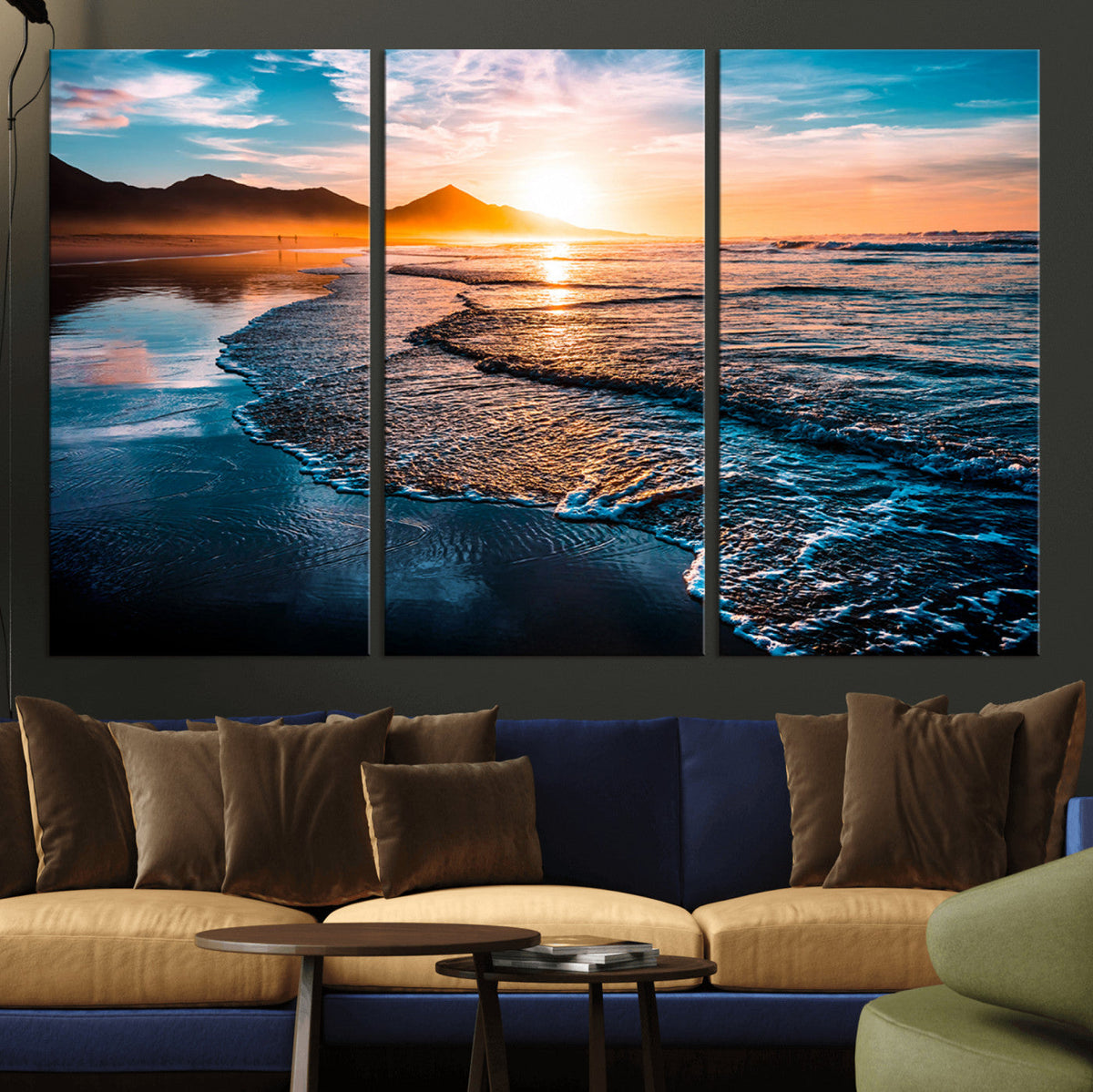 Sunset Beach Ocean Canvas Wall Art – Tranquil Ocean