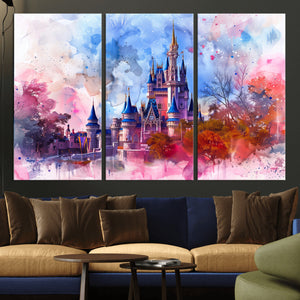 Disney Wall Art: Dreamy Watercolor Cinderella Castle Canvas