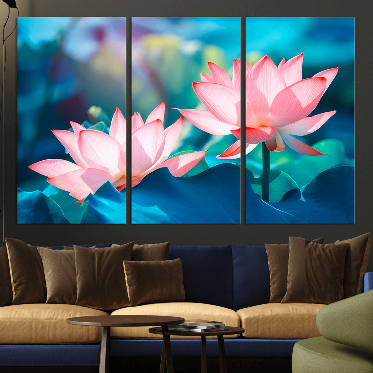 Pink Lotus Flower Canvas Wall Art | Vibrant Floral Wall