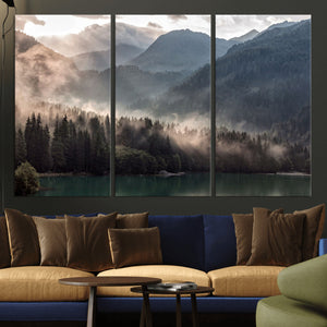 Foggy Mountain Canvas Print Forest Wall Art