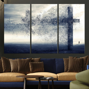 Jesus and the Fading Cross Wall Art Print – Symbol of Faith,