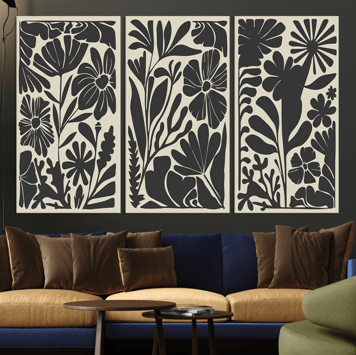 Modern Botanical Wall Art - Floral Black and White Canvas
