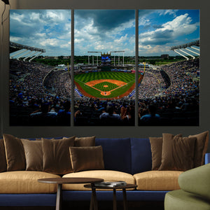 3-Panel Kauffman Stadium Wall Art Print | Large Kansas City