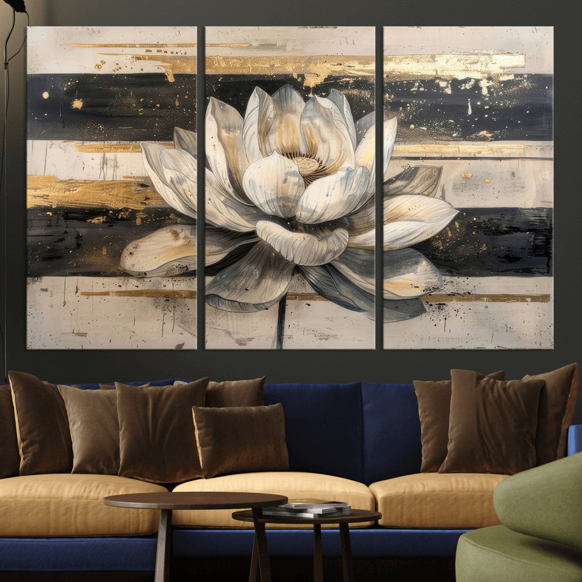 Lotus Flower Wall Art – Framed Abstract Floral Canvas