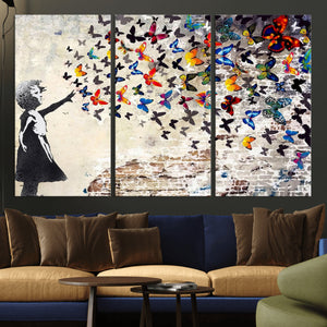 Banksy Graffiti Wall Art Canvas Print: Girl Releasing