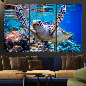 Underwater Sea Turtle Wall Art Canvas Print – Vibrant Ocean