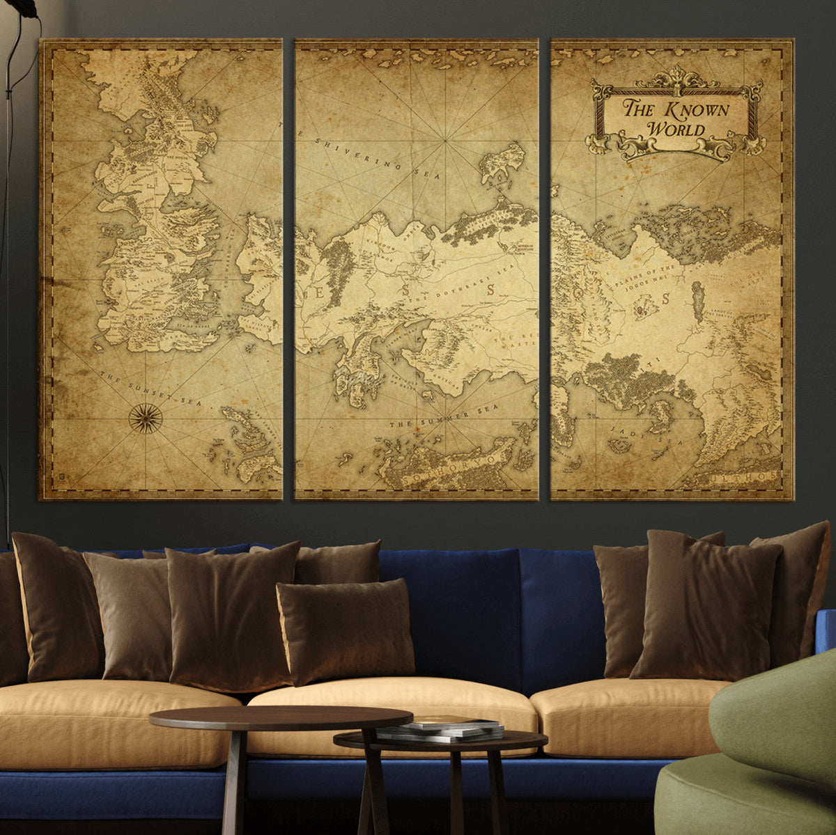 Vintage Game of Thrones Map Wall Art | Westeros and Essos