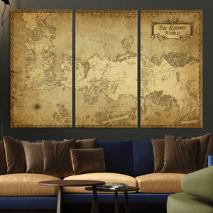 Vintage Game of Thrones Map Wall Art | Westeros and Essos