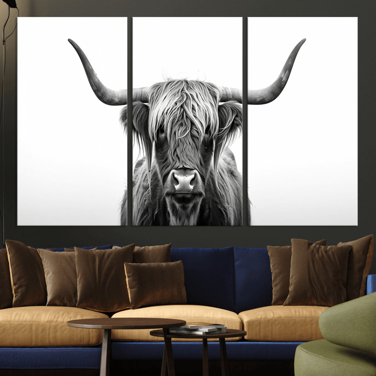 Highland Wall Art Canvas Print – Minimalist Black and White