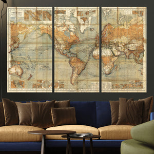 Push Pin World Map Canvas Print – Travel Tracker Wall Art