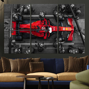 Ferrari Pit Stop Canvas Wall Art – Precision and Speed