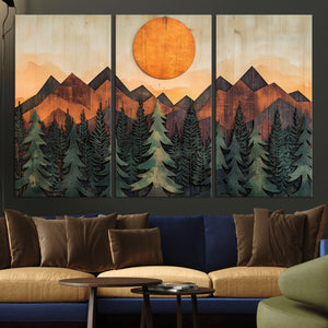Sunset Mountain Landscape Canvas Wall Art Print - Nature