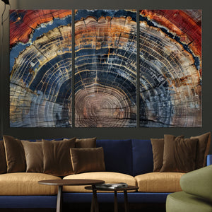Abstract Tree Ring Wall Art Canvas Print