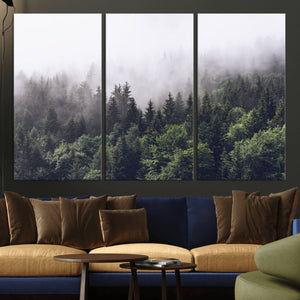 Misty Forest Wall Art | Foggy Forest Canvas Print | Large