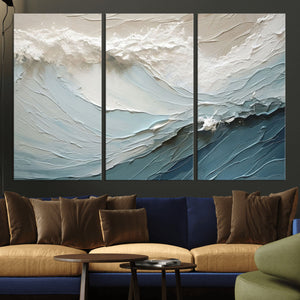 Waves Abstract Wall Art Print, Modern Framed Abstract Canvas