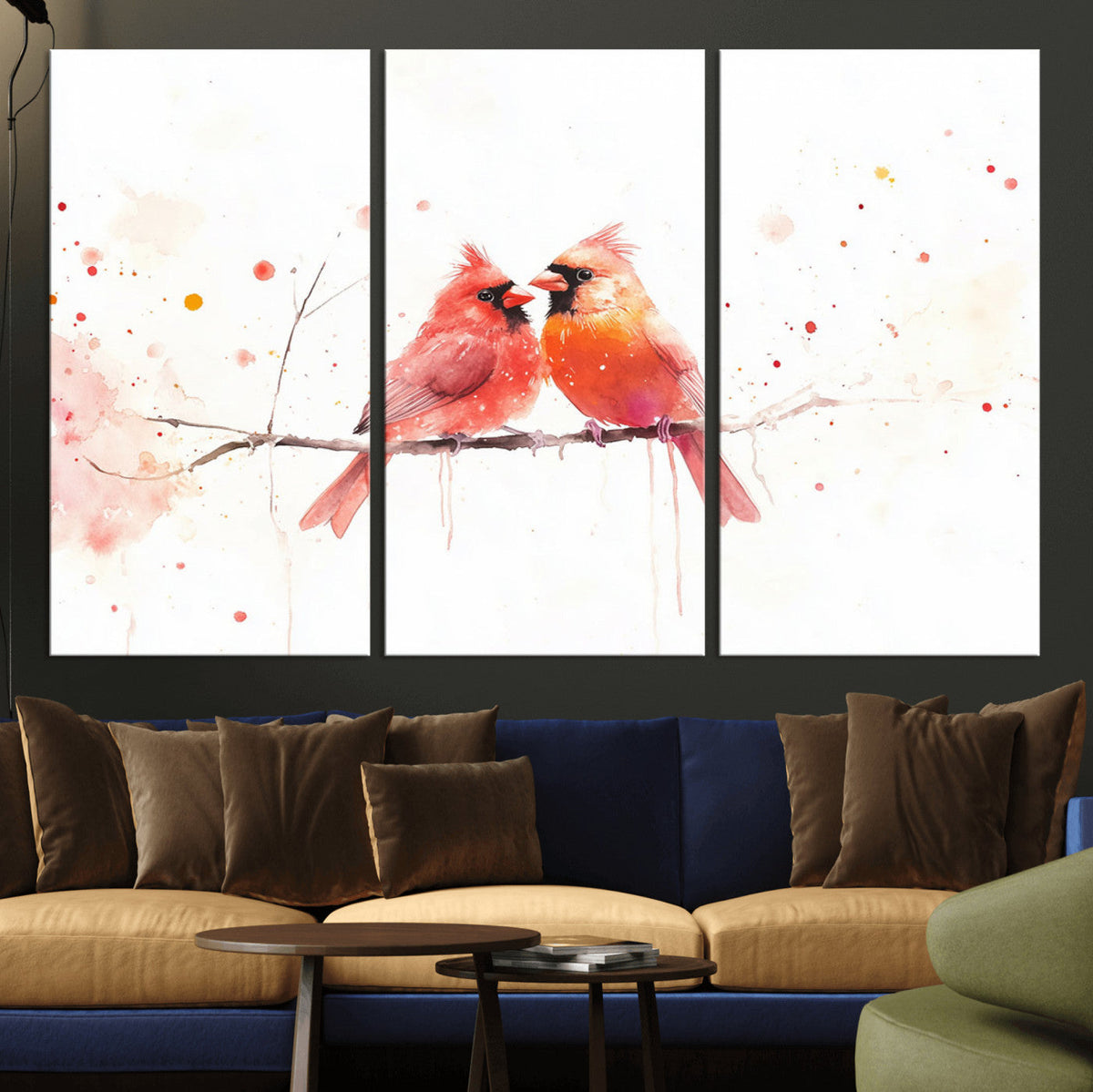 Cardinal Bird Canvas Wall Art - Male and Female Cardinal