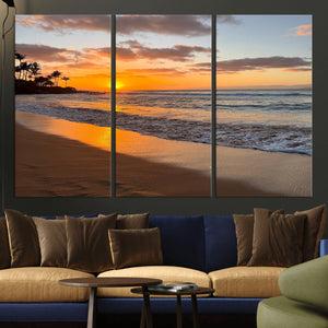 Sunset Wall Art Print - Stunning Beach Sunset Canvas Artwork