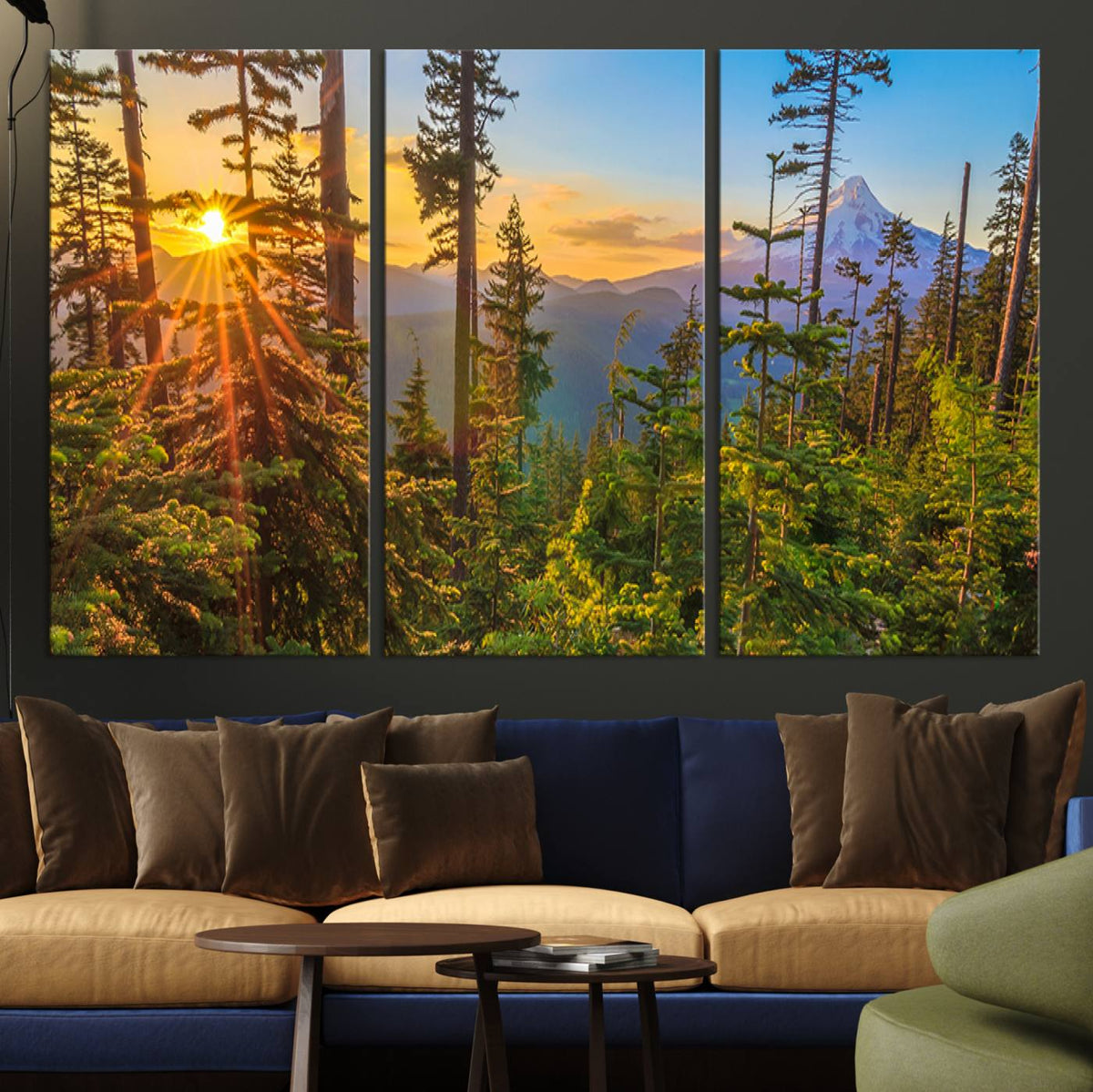 Forest Sunset Wall Art Canvas Print, Glowing Evening Light