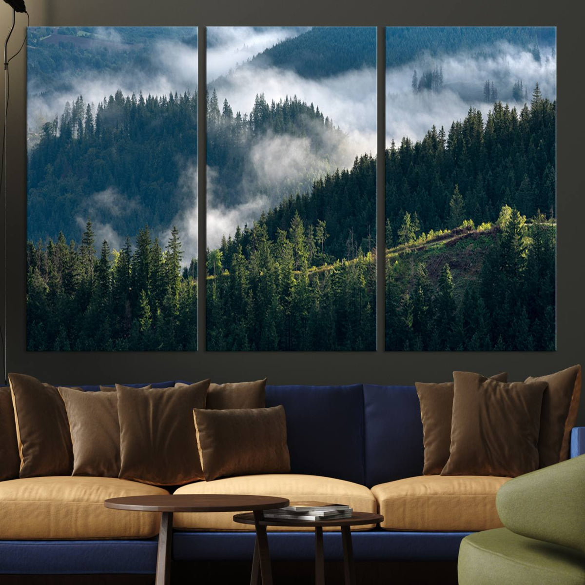 Misty Forest Wall Art Canvas Print – Pine Hills Foggy Trees