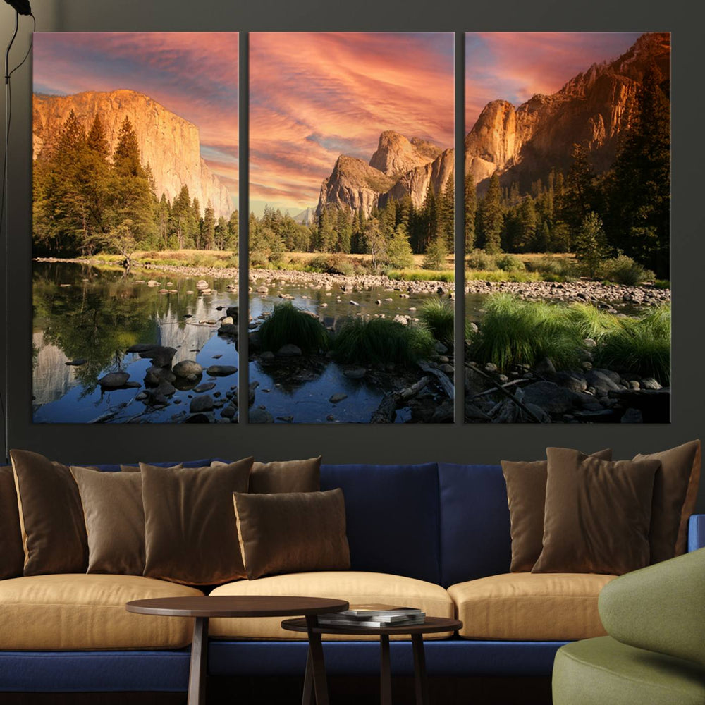 Yosemite Valley Wall Art, El Capitan Sunset Canvas Print,